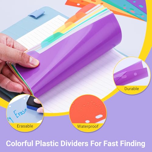Antner A6 Lined Refill Paper 6-Hole Planner Inserts for A6 6-Ring Refillable Notebook Binder, 135 Sheets/270 Pages Wide Ruled Loose Leaf Filler Paper with 12 PCS Binder Dividers for Journal Notes - color: Lined Paper