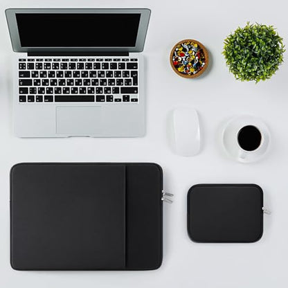 RAINYEAR 14 Inch Laptop Sleeve Protective Case Soft Fluffy Lining Cover Carrying Bag with Front Pocket & Accessories Pouch, Compatible with 14" Notebook Computer Chromebook (Black, Upgraded Version) - color: Black(Upgraded Version), size: 14"