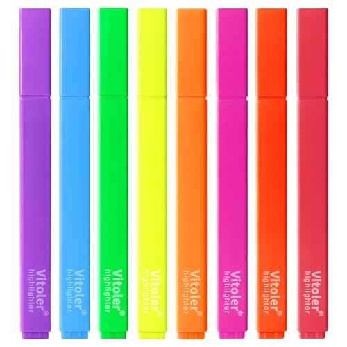 Vitoler Highlighters, Assorted Colors,Dry Fast,Chisel Tip,8Pcs | cute bright colol,high quality for bible study,books,journal,writing,school office - color: Multicolours, size: 8
