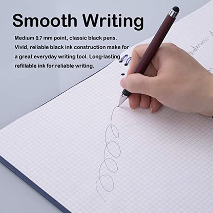 MiSiBao 0.7mm Black Ink Gel Ink Rollerball Pens 2 in 1 Medium Point Pens with Stylus Work Pen Smooth Writing for Office Black gel pen (Burgundy-18pack) - color: Burgundy-0.7mm-18pack
