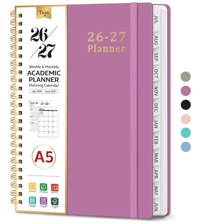 Planner 2026-2027, 6.3" x 8.5" Weekly and Monthly Academic Year Planner Calendar, July 2026 - June 2027, Hardcover Large School Planning Agenda With Tabs, Perfect for School & Office Supplies, A5, Purple - color: B-Purple, size: A5(6.3"x8.5")