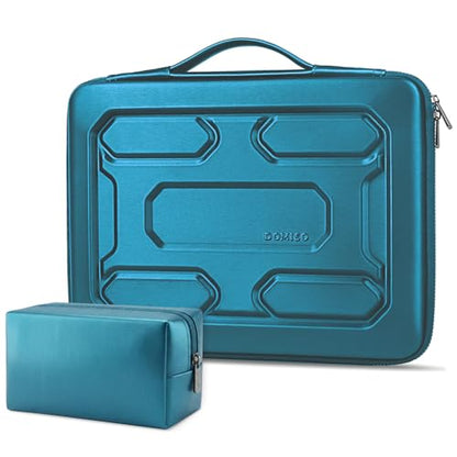 DOMISO Laptop Hard Case 15-16 inch Waterproof Shockproof Hard Shell Laptop Sleeve with Handle & Storage Pocket, Compatible with MacBook, HP, Dell, Teal - color: Teal, size: 15.6 inch