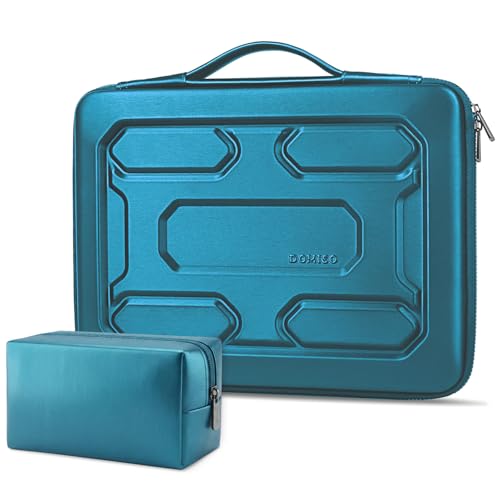 DOMISO Laptop Hard Case 17-17.3 inch Waterproof Shockproof Hard Shell Laptop Sleeve with Handle & Storage Pocket, Compatible with MacBook, HP, Dell, Teal - color: Teal, size: 17.3 inch