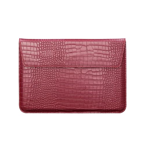 Protective Slim Portable Laptop Sleeve 13-13.6 Inch Crocodile PU Leather Case with Stand Function for MacBook Neo 13 A18/ Air/Pro 13 M5 M4 M3 M2 M1, Universal for All Brands Laptop, Wine Red - color: Wine Red