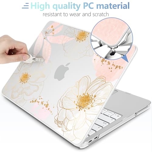 MEEgoodo 4-in-1 Printed Case for MacBook Neo 13 inch 2026 Release Model A3404, Laptop Hard Shell Cases with Keyboard Skin & Screen Protector & Webcam Covers, Tropical Pink Flowers - color: Tropical Pink Flowers