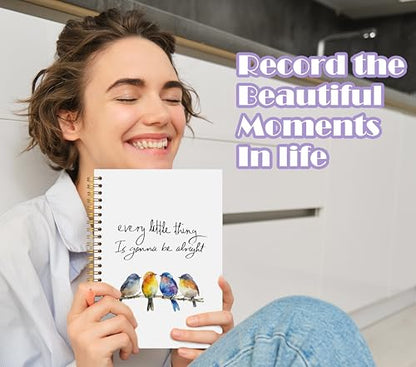 Inspirational Bird Notebook Journal 5.5x8.3, Bird Lover Gifts, Every Little Thing Is Gonna Be Alright Journal Notebooks for Note Taking, Motivational Hardcover Spiral Notebook - color: Inspirational Notebook 02