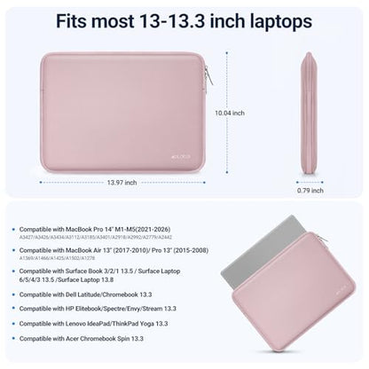 MOSISO Laptop Case 13.3 inch, 13-13.3 inch Laptop Sleeve Bag Compatible with MacBook Air/Pro 13/Pro 14 M5 M4 M3 M2 M1, HP Dell ASUS Lenovo, Neoprene Computer Sleeve Bag with Small Case, Baby Pink - color: Baby Pink, size: 13.3 inch