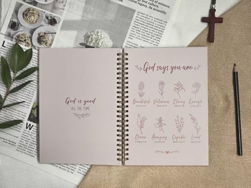 Christian Spiral Notebooks For Women - Bible Study Prayer Journal Dairy Dairy With God Says,140 Pages,Hardcover Coil-Bound Subject Notebook College Ruled,Inspirational Gifts For Church Members Journals For Writing, A5(5.8"X8.3") (Fuchsia) - color: Lavende