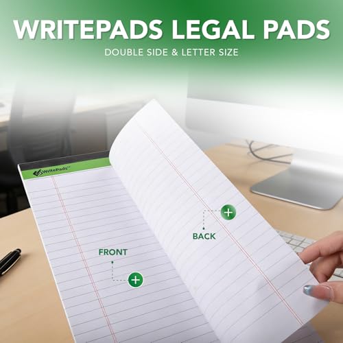 KAISA Legal Note pads 8.5 x 11，12pads 600 Sheets note pads Writing Pads Recycled Paper, Wide Ruled Perforated 50 sheets Premium Thick Paper Hard Back Notepads 8-1/2"x 11-3/4" Writing Tablet Canary For Office Supplies (Pack of 12pc) - color: White 12pad, s