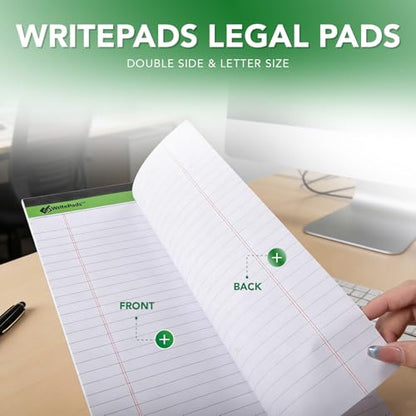 KAISA Legal Note pads 8.5 x 11，12pads 600 Sheets note pads Writing Pads Recycled Paper, Wide Ruled Perforated 50 sheets Premium Thick Paper Hard Back Notepads 8-1/2"x 11-3/4" Writing Tablet Canary For Office Supplies (Pack of 12pc) - color: White 12pad, s