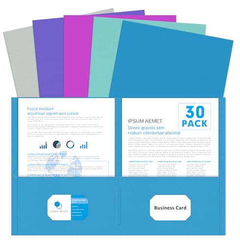 Two Pocket Folders, PANDRI 30 Pack 2 Pocket Folders, Letter Size Paper File Folder for School Office Home Business, Assorted 5 Colors - color: Assorted 5 Dark Colors