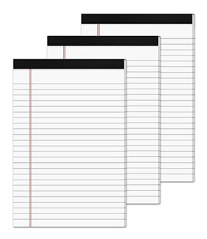 3 Pack Small Legal Pads 5x8 White Notepads Paper Tablets 5x8 Legal Pad 80 GSM Lined Note Pads of Paper 5x8 College Ruled Writing Pads 30 Sheets/Pad, 25 Lines Note Pads for School, Office - color: White-3P