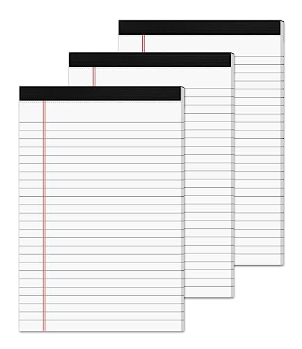3 Pack Small Legal Pads 5x8 White Notepads Paper Tablets 5x8 Legal Pad 80 GSM Lined Note Pads of Paper 5x8 College Ruled Writing Pads 30 Sheets/Pad, 25 Lines Note Pads for School, Office - color: White-3P