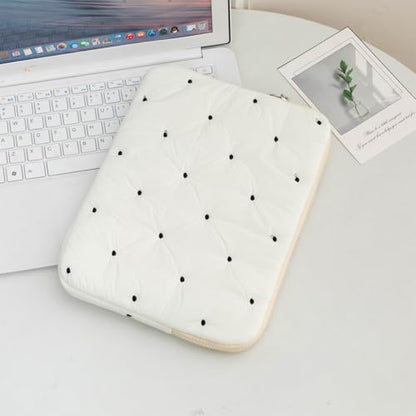 13 Inch Laptop Sleeve, Slim Polka Dot Laptop Case with Zipper, Portable Protective Sleeve for Notebook for Women Men - color: Black-Dot