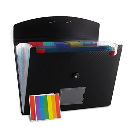 Nicfaec Expanding File Folder, 13 Pockets, Black, Polypropylene - color: 1pcs-black-s2