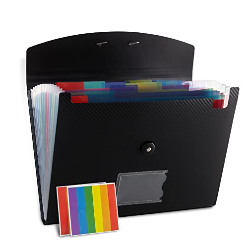 Nicfaec Expanding File Folder, 13 Pockets, Black, Polypropylene - color: 1pcs-black-s2