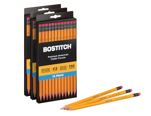 Bostitch Office Premium #2 Pencils, American Cedar Wood, Pre-Sharpened, HB Graphite, 36-Pack - size: 1 Count (Pack of 36)