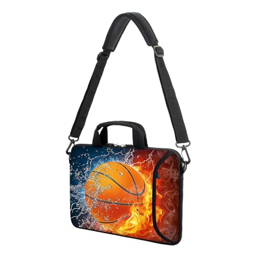AMARY 13" 13.3" laptop sleeve chromebook case adjustable shoulder strap with handle accessory pocket (Hot basketball) - color: Hot Basketball