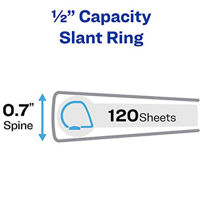 Avery Durable View 3 Ring Binders for Home, School Supplies, Office, or Organization Needs, 0.5" Slant Ring, 4 Pack White Binders (03362) - size: 0.5"