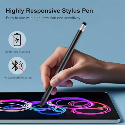 LINFANC 12Pcs Black Stylus Pen for Touchscreen, 2-in-1 Stylus Pen for iPad | High Precision & Sensitivity, Aluminum Body, Suitable for iPad iPhone Android Smartphone Tablet Switch and All Touch Screens - color: 12 Black