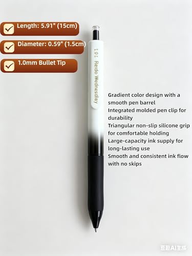 Fengtaiyuan Retractable Gel Pens, 1.0mm Bold Point, Quick Dry Black Ink, Gradient Black Barrel with Triangular Silicone Non-Slip Grip, Ergonomic Smooth Pens for Exam School Office [Pack of 6] - color: BlackFRW10P6
