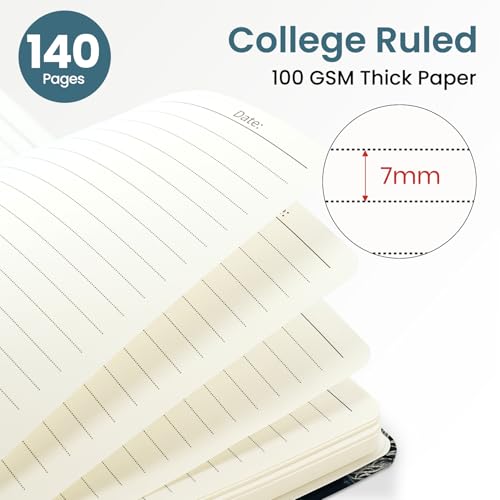 ZOTIA Lined Spiral Journal for Women, A5 Aesthetic Hardcover Notebook for Work, School & Note Taking, Pretty College Ruled Journal, 140 Pages, 6" x 8", Secret Sea - color: L-Secret Sea