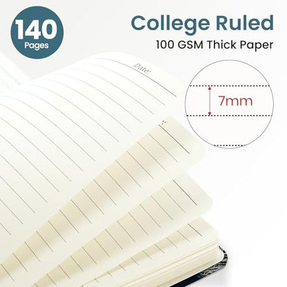 ZOTIA Lined Spiral Journal for Women, A5 Aesthetic Hardcover Notebook for Work, School & Note Taking, Pretty College Ruled Journal, 140 Pages, 6" x 8", Secret Sea - color: L-Secret Sea
