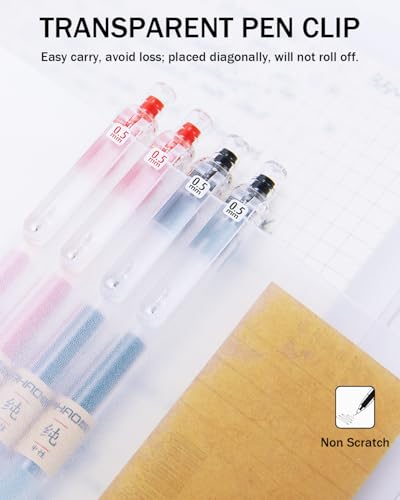 6 Pcs Japanese Pens Stationery, 0.5mm Retractable Gel Pens Fine Point (Black)