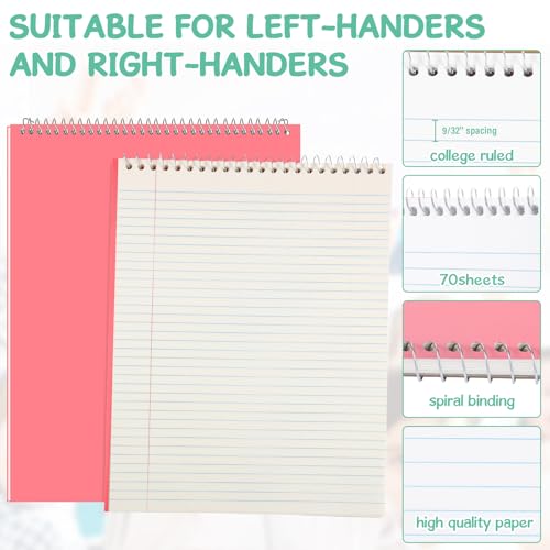Maitys 6 Pcs Legal Pad Steno Spiral Notebook 8.5" x 11" Top Bound Spiral Pads Hard Cover College Ruled Notepad 70 Sheet Pad for School Office University Home(Cute Color,Iridescent Style) - color: Cute Color, style: Iridescent Style