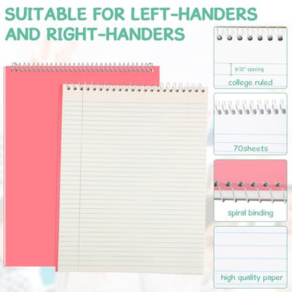 Maitys 6 Pcs Legal Pad Steno Spiral Notebook 8.5" x 11" Top Bound Spiral Pads Hard Cover College Ruled Notepad 70 Sheet Pad for School Office University Home(Cute Color,Iridescent Style) - color: Cute Color, style: Iridescent Style