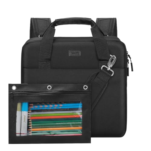 Realove 3 Inch 3 Ring Zipper Binder with Double Shoulder Strap & Handle - 3” D-Ring Binder with Zipper with Multi-Pocket (for 13” Laptop & Tablet and Smaller) for School-Black(Pen not Included) - color: Black