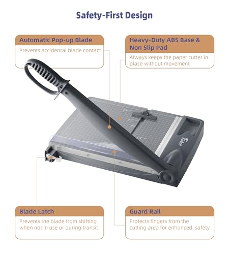 Firbon 12 Inch Guillotine Paper Cutter, 30-Sheet Capacity Paper Trimmers | Gray | Heavy Duty Cutter | Dual Scales | Paper, Cardstock & Photo Trimming | Scrapbooking Crafts | Office, Home & Studio Use - color: Gray