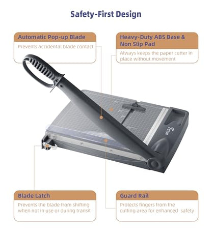 Firbon 12 Inch Guillotine Paper Cutter, 30-Sheet Capacity Paper Trimmers | Gray | Heavy Duty Cutter | Dual Scales | Paper, Cardstock & Photo Trimming | Scrapbooking Crafts | Office, Home & Studio Use - color: Gray