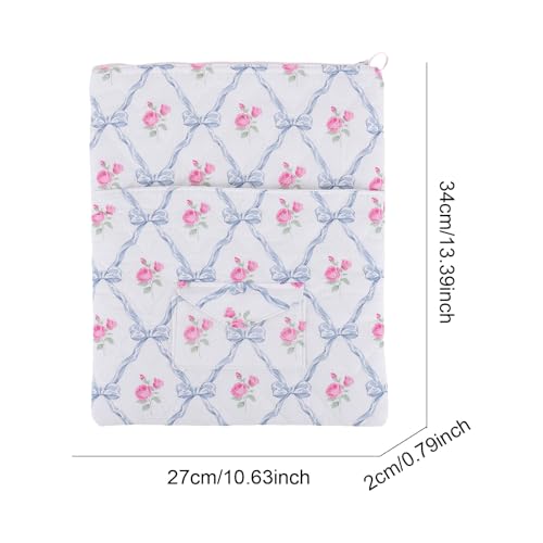 13 Inch Laptop Sleeve, Cute Floral Puffy & Quilted Protective Case, Soft Padded Computer Bag Compatible with Mac-Book Air/Pro - color: Blue-Bow Flower