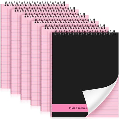 Resurhang 6 Pcs Legal Pad Top Spiral Bound Notebook 70 Sheets Double Sided College Ruled Paper Notepad Memo Steno Pad with Stiff Cover for Business College(8.5 x 11 Inches,No Holes,Pink) - color: Pink, size: 8.5 x 11 Inches, style: No Holes