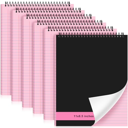 Resurhang 6 Pcs Legal Pad Top Spiral Bound Notebook 70 Sheets Double Sided College Ruled Paper Notepad Memo Steno Pad with Stiff Cover for Business College(8.5 x 11 Inches,No Holes,Pink) - color: Pink, size: 8.5 x 11 Inches, style: No Holes