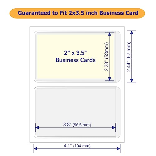 IMAGAME Clear Adhesive Business Card Pockets, 50 Pack | Side Open for Loading, Plastic Labels Holders, For Storage Bins and Library Card, Organizing and Protecting Business Cards - size: 2-1/2” x 4-1/8” for 2" x 3.5" Business Cards