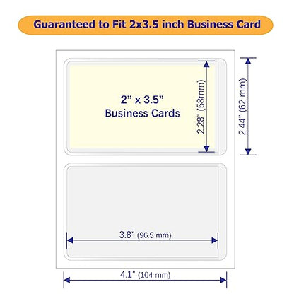 IMAGAME Clear Adhesive Business Card Pockets, 50 Pack | Side Open for Loading, Plastic Labels Holders, For Storage Bins and Library Card, Organizing and Protecting Business Cards - size: 2-1/2” x 4-1/8” for 2" x 3.5" Business Cards