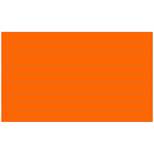 Colonial Cards: 150 Color Cardstock 3" x 5" Index Cards, Orange, Lined Landscape Format - color: orange