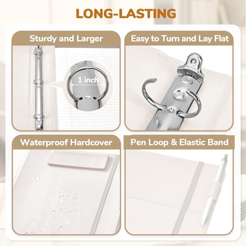 JoyCat 3 Ring Binder Clipboard with Storage,12.4"x10.2" Magnetic Clipboard Folder with 5 Subject Folders,Refillable Lined Notepad (11" x 8.5"),Ideal for School Office Nursing(Beige) - color: Beige