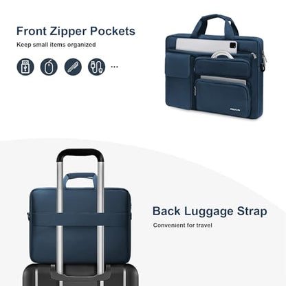 MOSISO Laptop Shoulder Bag 15.6 inch, 15-15.6 inch Computer Bag | Compatible with MacBook Pro 16 inch, HP, Dell, Lenovo with 2 Raised&1 Flapover&1 Horizontal Pocket&Handle&Belt, Haze Blue - color: Haze Blue, size: 16 inch