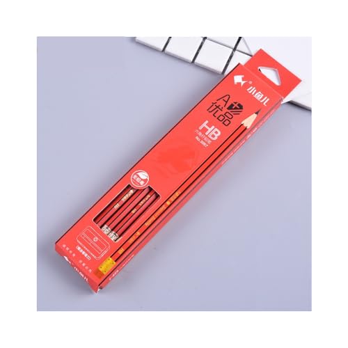 SagaSave 12 Pcs Multipurpose HB Pencils with Metal Sharpener Soft Hold for Painting Sketching Classroom Office (Red)