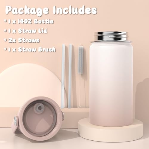 ACESAK Kids School Backpack for Girls, 4-In-1 Bookbag Backpack Set with 14OZ Insulated Kids Water Bottle (Beige Khaki) - color: Off-white-to-khaki Gradient