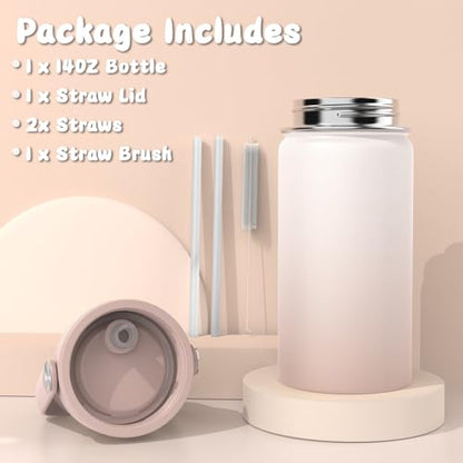 ACESAK Kids School Backpack for Girls, 4-In-1 Bookbag Backpack Set with 14OZ Insulated Kids Water Bottle (Beige Khaki) - color: Off-white-to-khaki Gradient