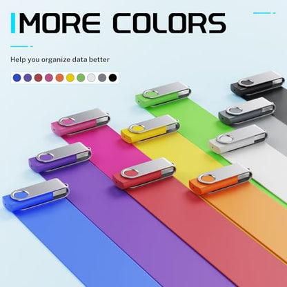 FEBNISCTE 2GB Flash Drive 10 Pack, Thumb Drive High Capacity, | Bulk USB Flash Drives 2 GB Metal Swivel, USB 2.0 Jump Drive Memory Stick Portable, Pen Drive Zip High Speed for Data Storage - size: 2GB