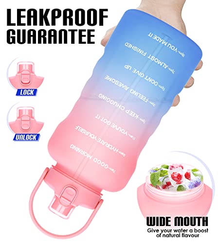 HydroPal 1 Gallon Water Bottles with Straw, 128 oz Water Bottle BPA Free Innovative 2-IN-1 Lid Gym Bottle with Times to Drink Motivational, Large for Sports Fitness Camping Water Jug （13.8X5.5 inch） - color: Dreamland