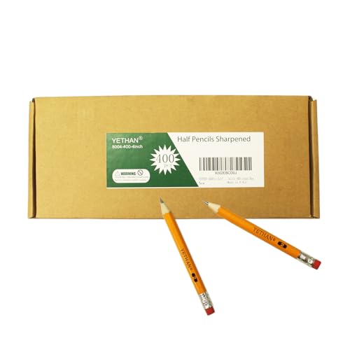 400 Count Golf Pencils with Eraser Tops, 4" Half Pencils Pre-Sharpened, #2 HB Hexagon Mini Pencil Bulk for Classroom, Office, Home, Casino