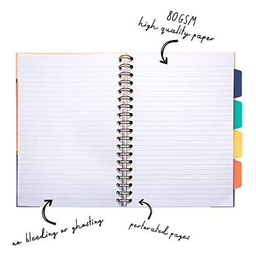 Pukka Pad, Carpe Diem 5-Subject Double Spiral Bound Notebook 3-Pack with Repositionable Dividers - 200 Pages of 80GSM Paper with Perforated Edges – Floral Love, B5 10 X 7in - color: Floral Love, style: Pack of 3