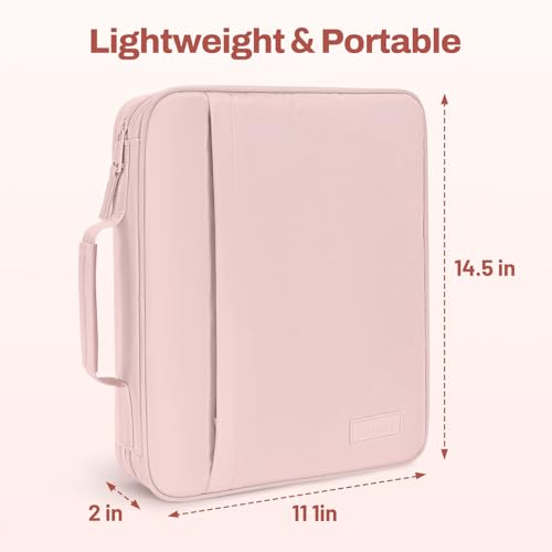 SUNEE Zipper Binder 1 Inch, Removable 3-Ring Binder, 175-Sheet Capacity, 5-Tab Dividers Expanding File Folder, Small Binder Bag Organizer Storage for Student School Classroom Supplies, Pink Lotus - color: Pink Lotus