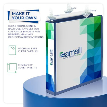 Samsill Economy 1.5 Inch 3 Ring Binder Round Ring Binder, Non-Stick Customizable Cover, Dark Blue (18502) - color: Blue, size: 1-Pack, style: 1.5-Inch
